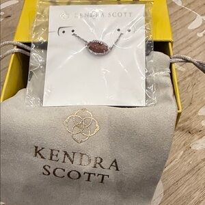 Kendra Scott Silver Necklace with Rich Brown Stone